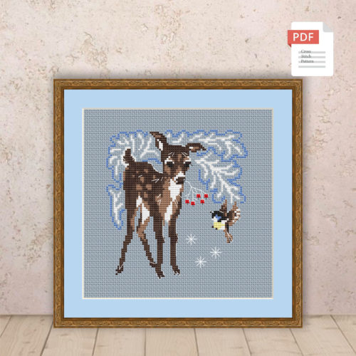 Winter Deer Cross Stitch Pattern #ssn251
