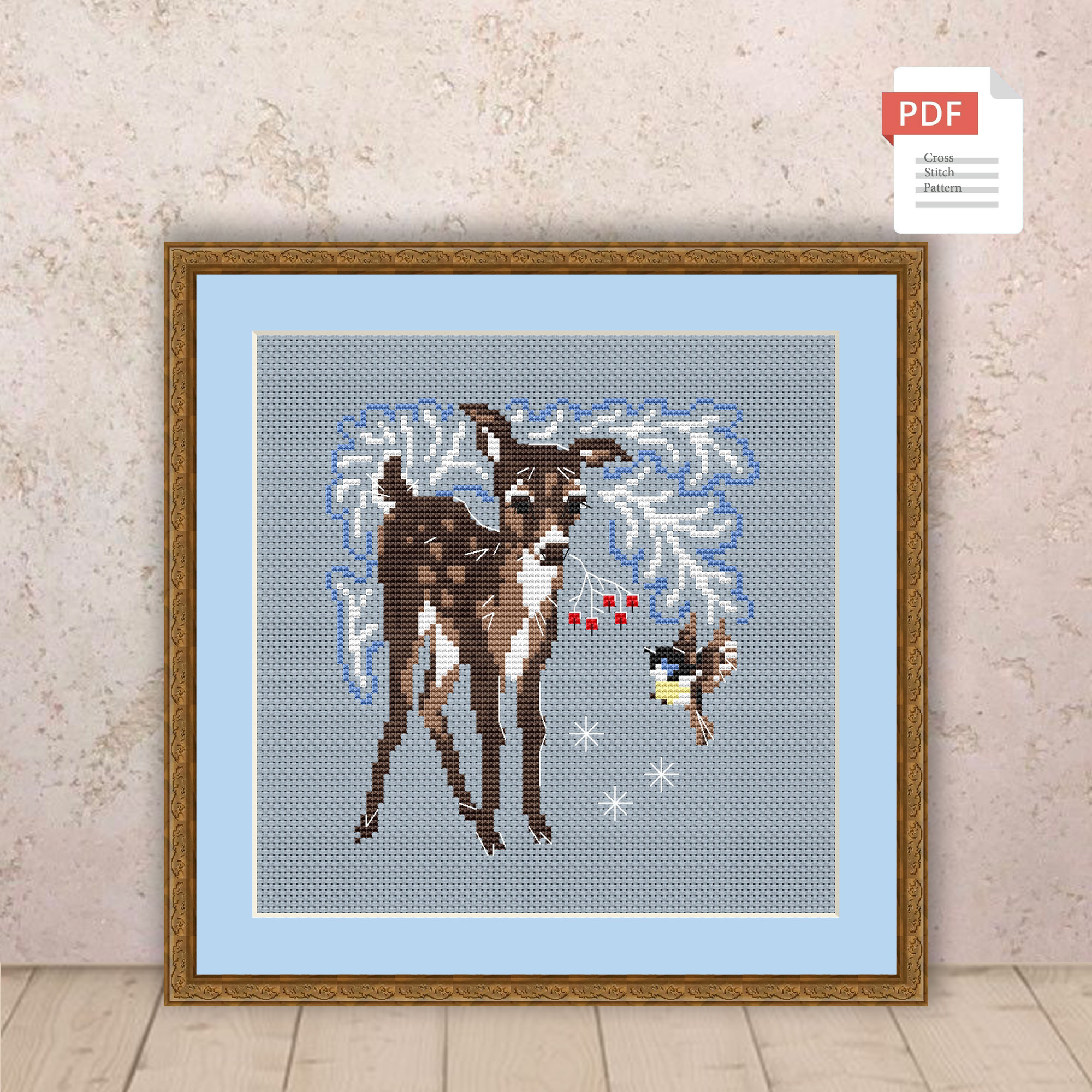 Winter Deer Cross Stitch Pattern #ssn251