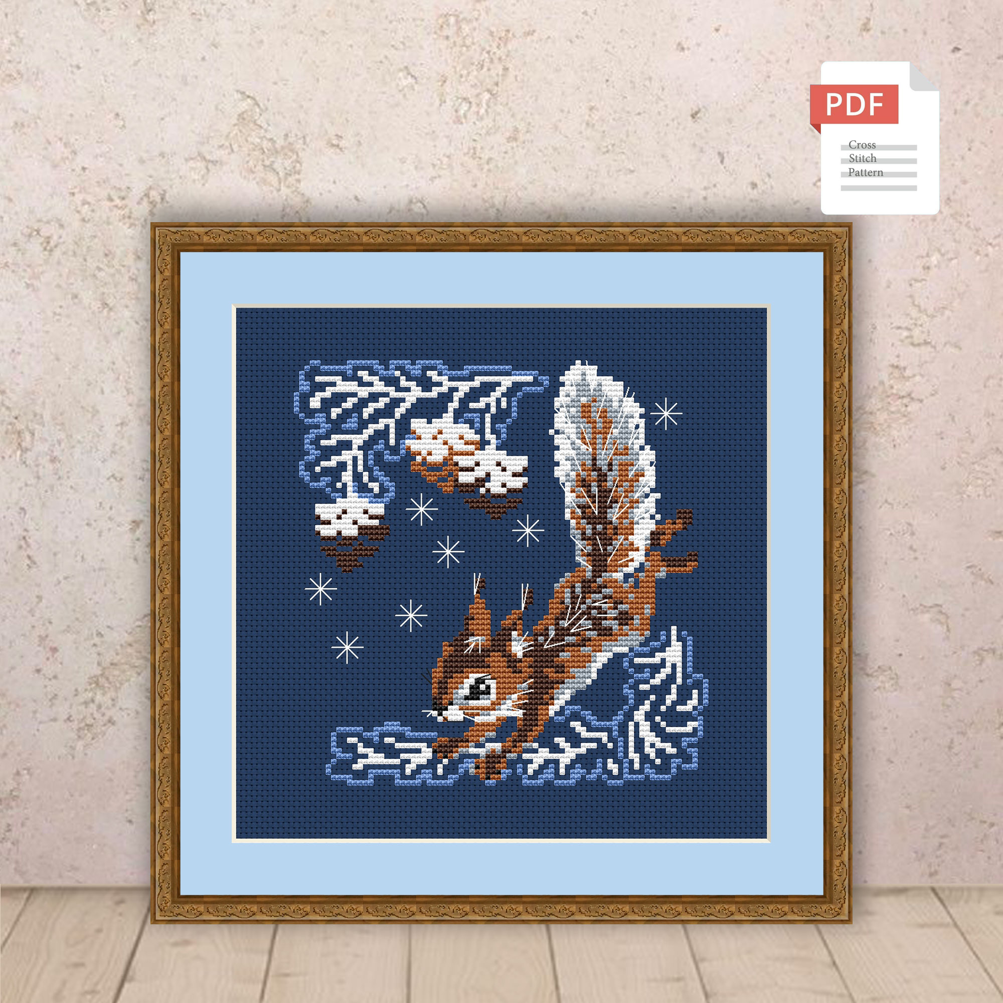 Winter Squirrel Cross Stitch Pattern #ssn254 - Image 2