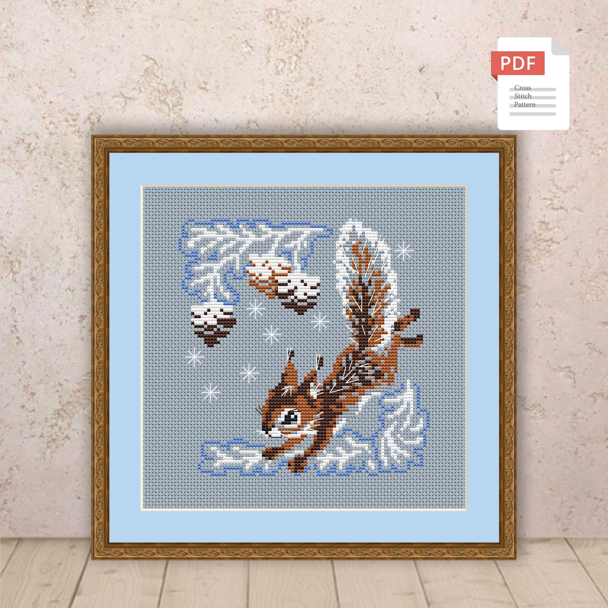 Winter Squirrel Cross Stitch Pattern #ssn254