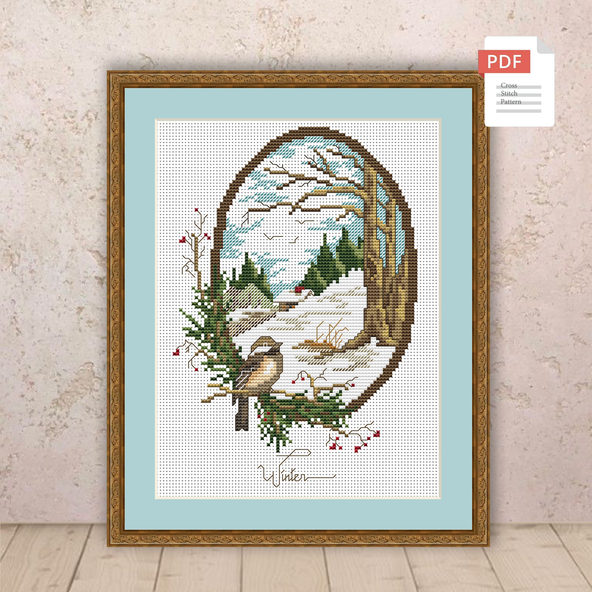 Winter Landscape Cross Stitch Pattern #ssn294