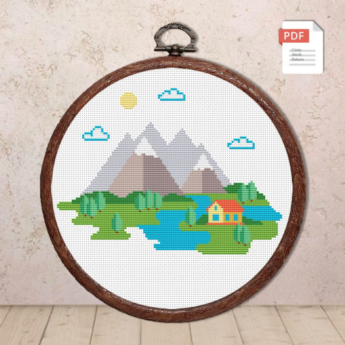 Mountain Landscape Cross Stitch Pattern #trl005