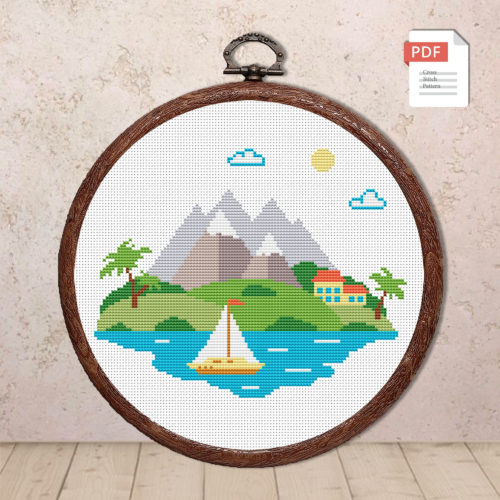 Mountain Landscape Cross Stitch Pattern #trl007
