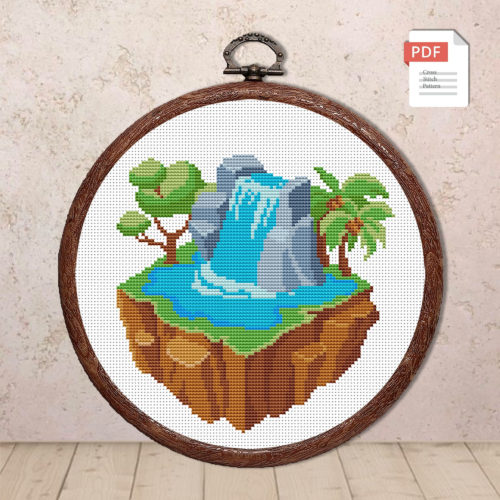 Flying Island Cross Stitch Pattern #trl008