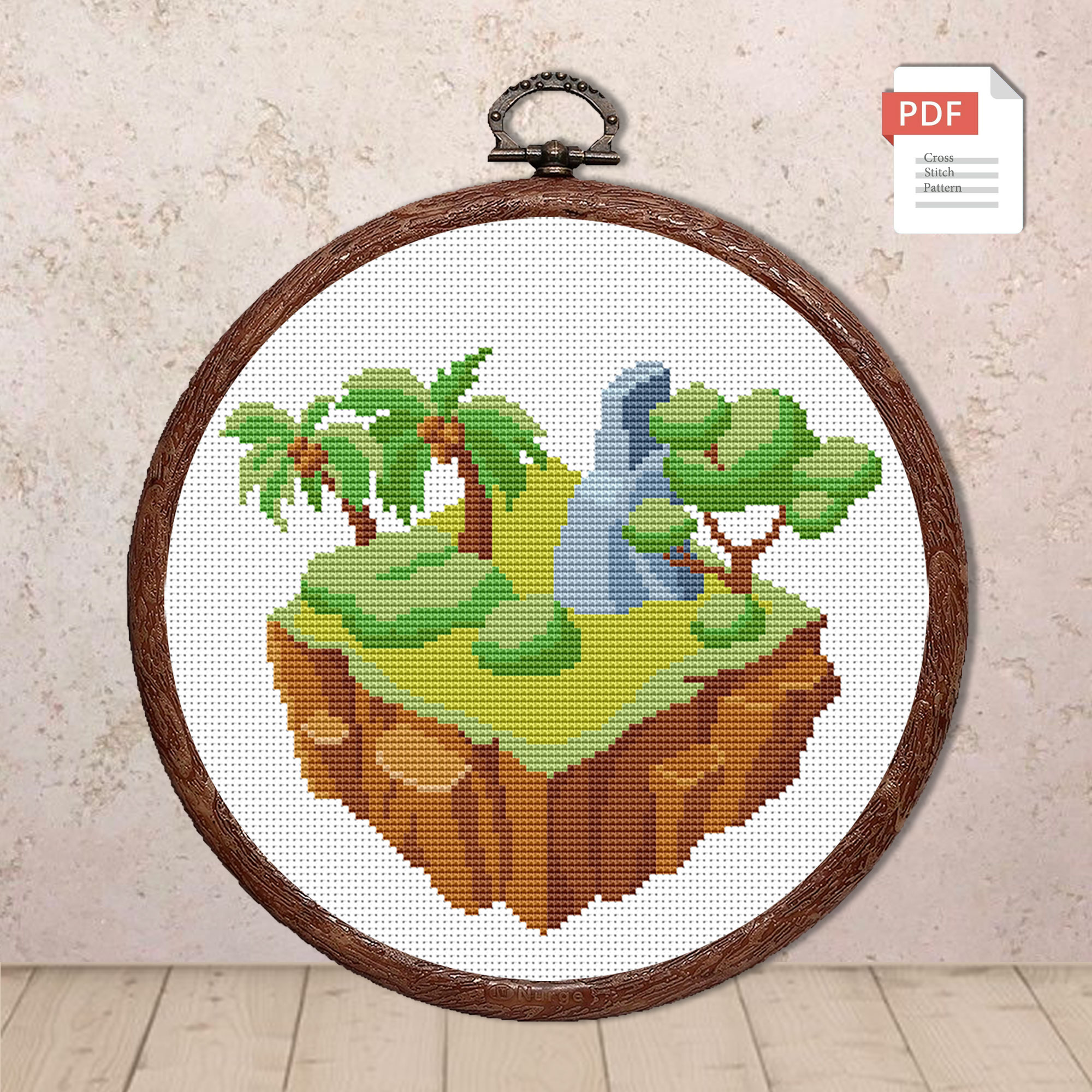 Flying Island Cross Stitch Pattern #trl009
