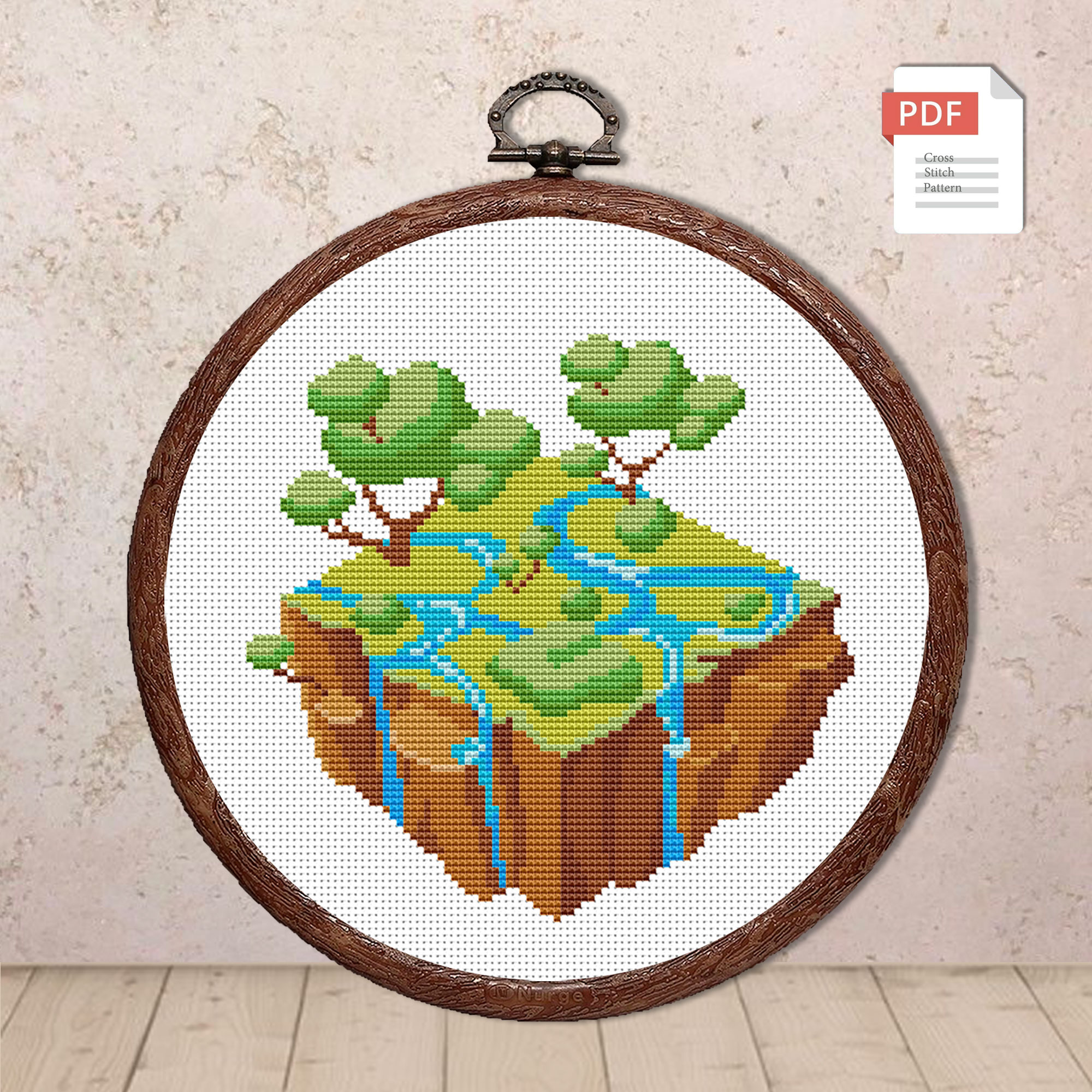 Flying Island Cross Stitch Pattern #trl010