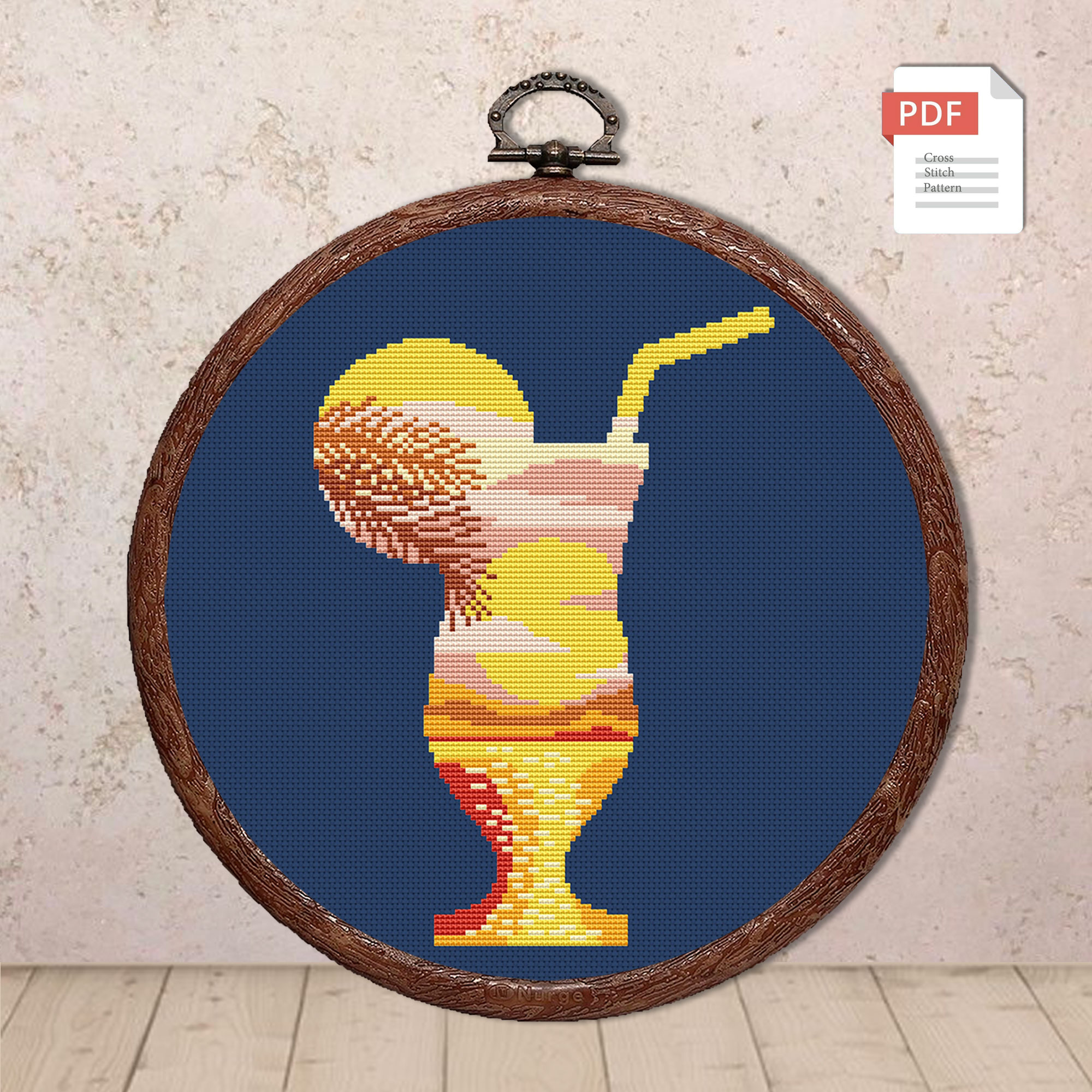 Tropical Cocktail Cross Stitch Pattern #trl012