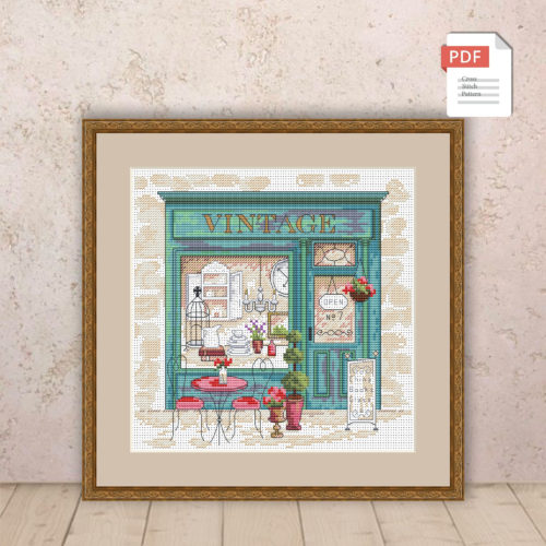 Vintage Shop Cross Stitch Pattern #trv001