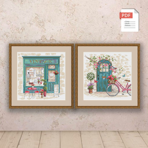 Set Vintage Cross Stitch Pattern #trv003