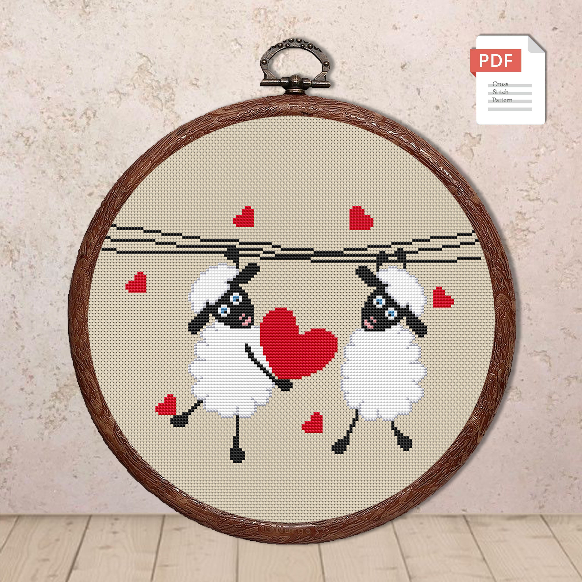 Sheeps in Love Cross Stitch Pattern #vl001