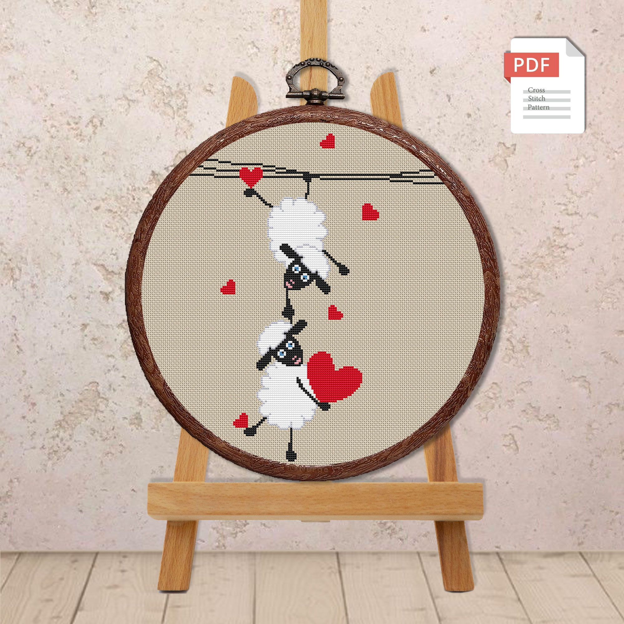 Set of 4 Sheeps in Love Cross Stitch Patterns #vl010 - Image 5