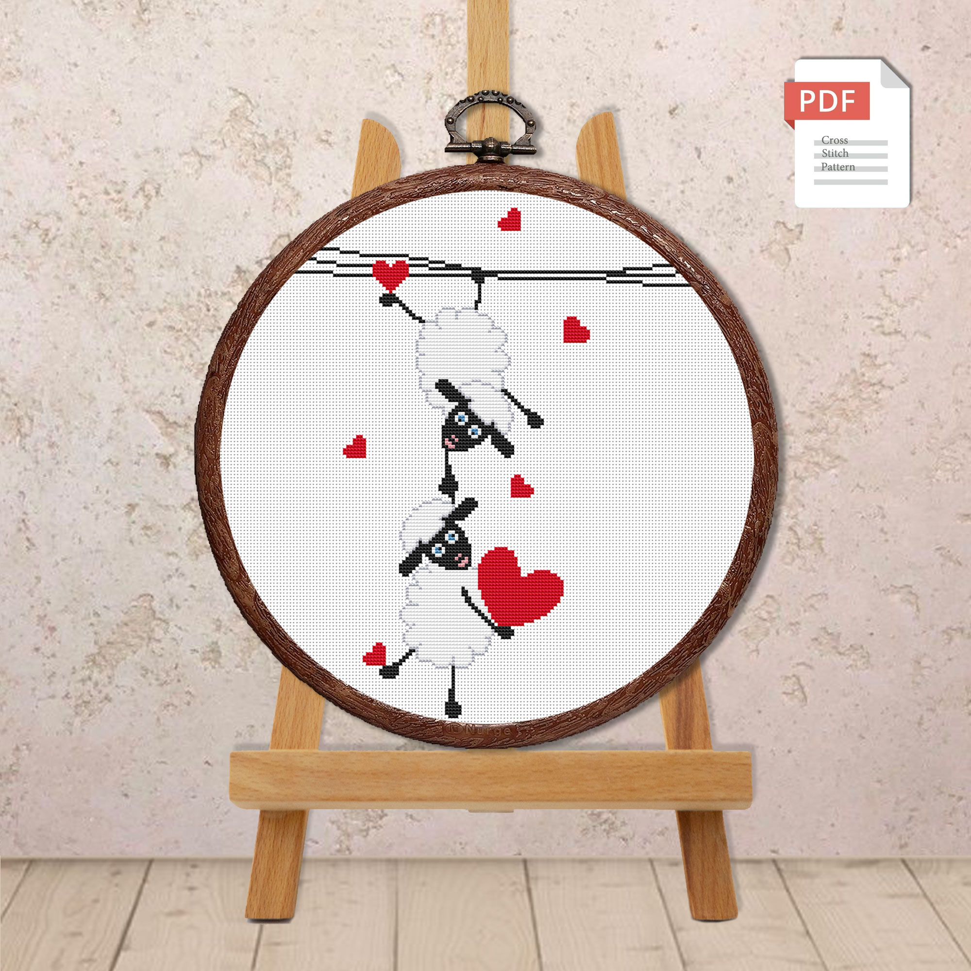 Set of 4 Sheeps in Love Cross Stitch Patterns #vl010 - Image 4
