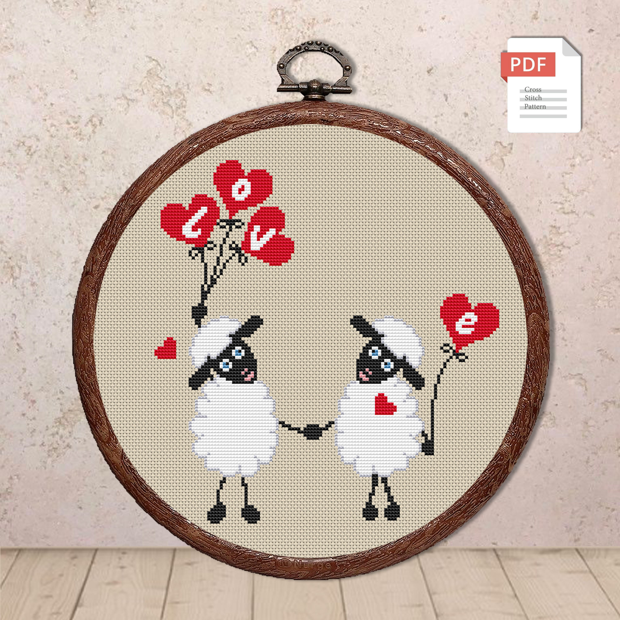 Sheeps in Love Cross Stitch Pattern #vl003