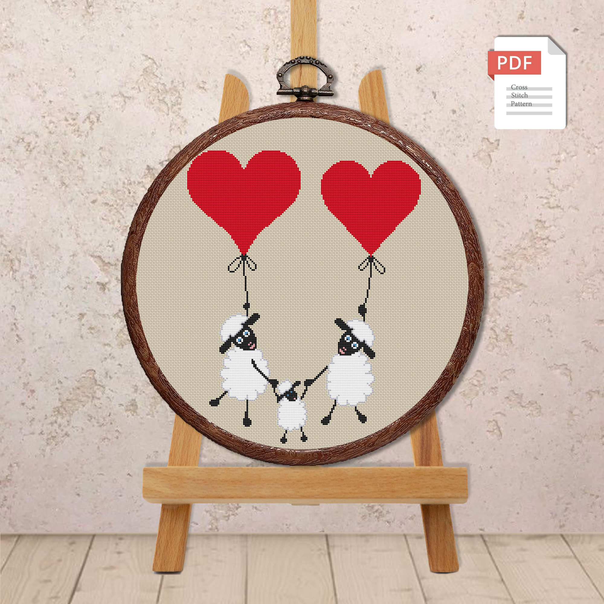 Set of 4 Sheeps in Love Cross Stitch Patterns #vl010 - Image 8