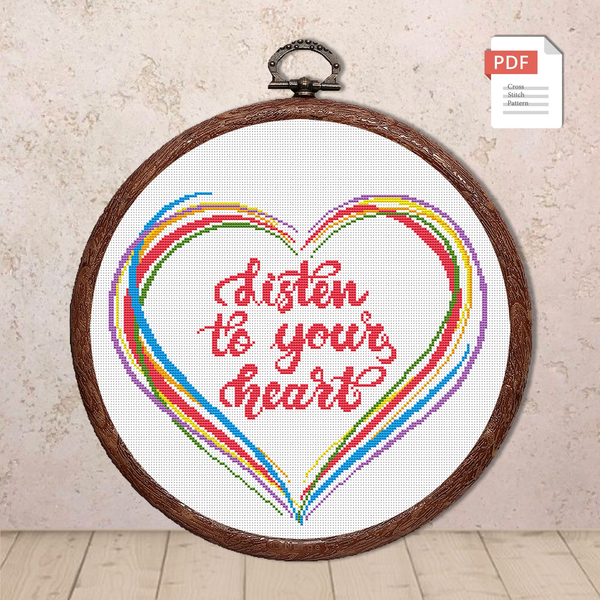 Listen To Your Heart Cross Stitch Pattern #vl006