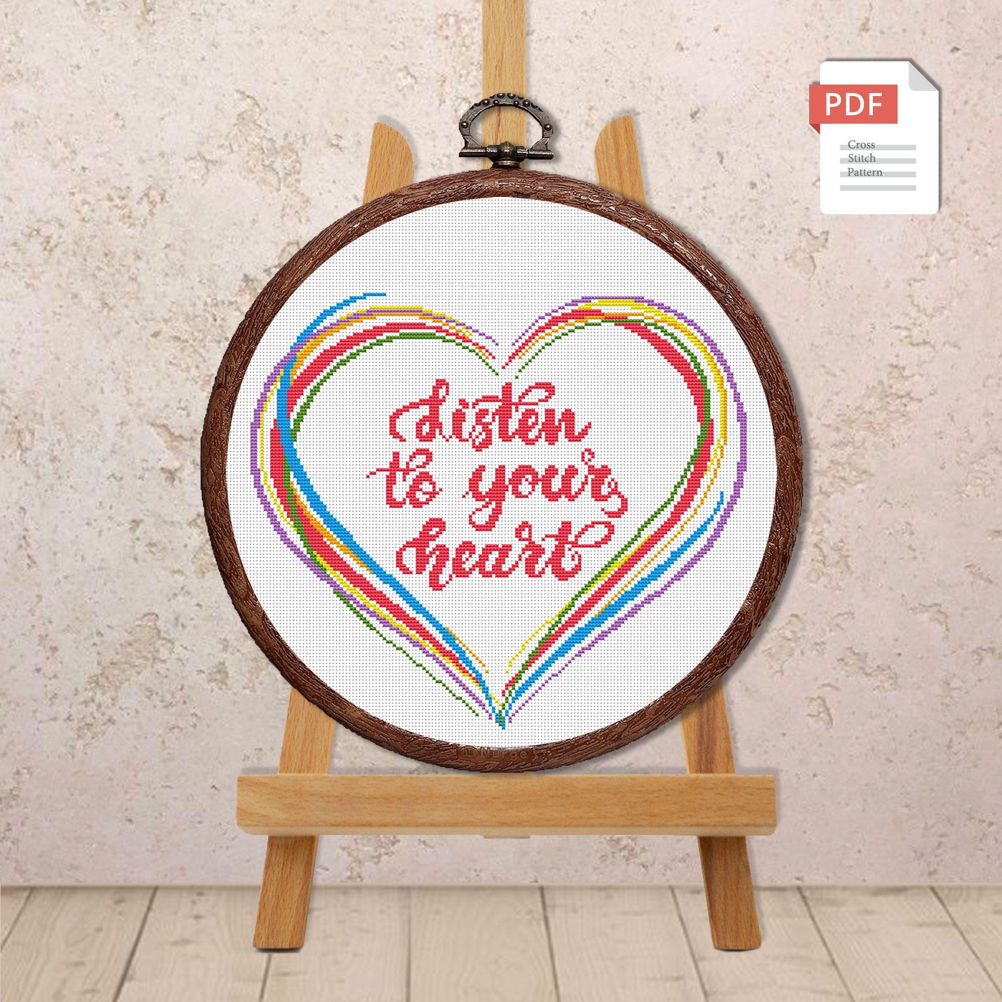 Listen To Your Heart Cross Stitch Pattern #vl006 - Image 2