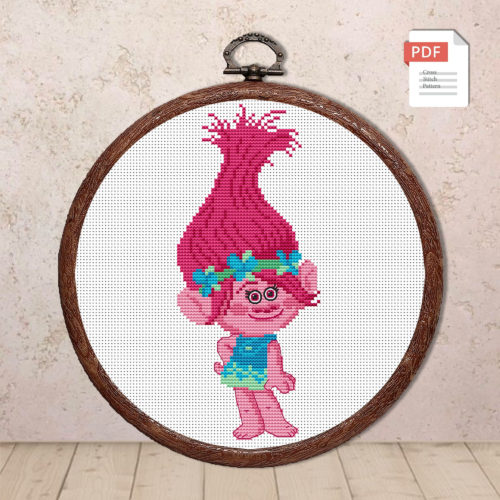 Troll Poppy Cross Stitch Pattern #bab001