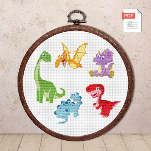 Dinosaur Set Cross Stitch Pattern #bab005