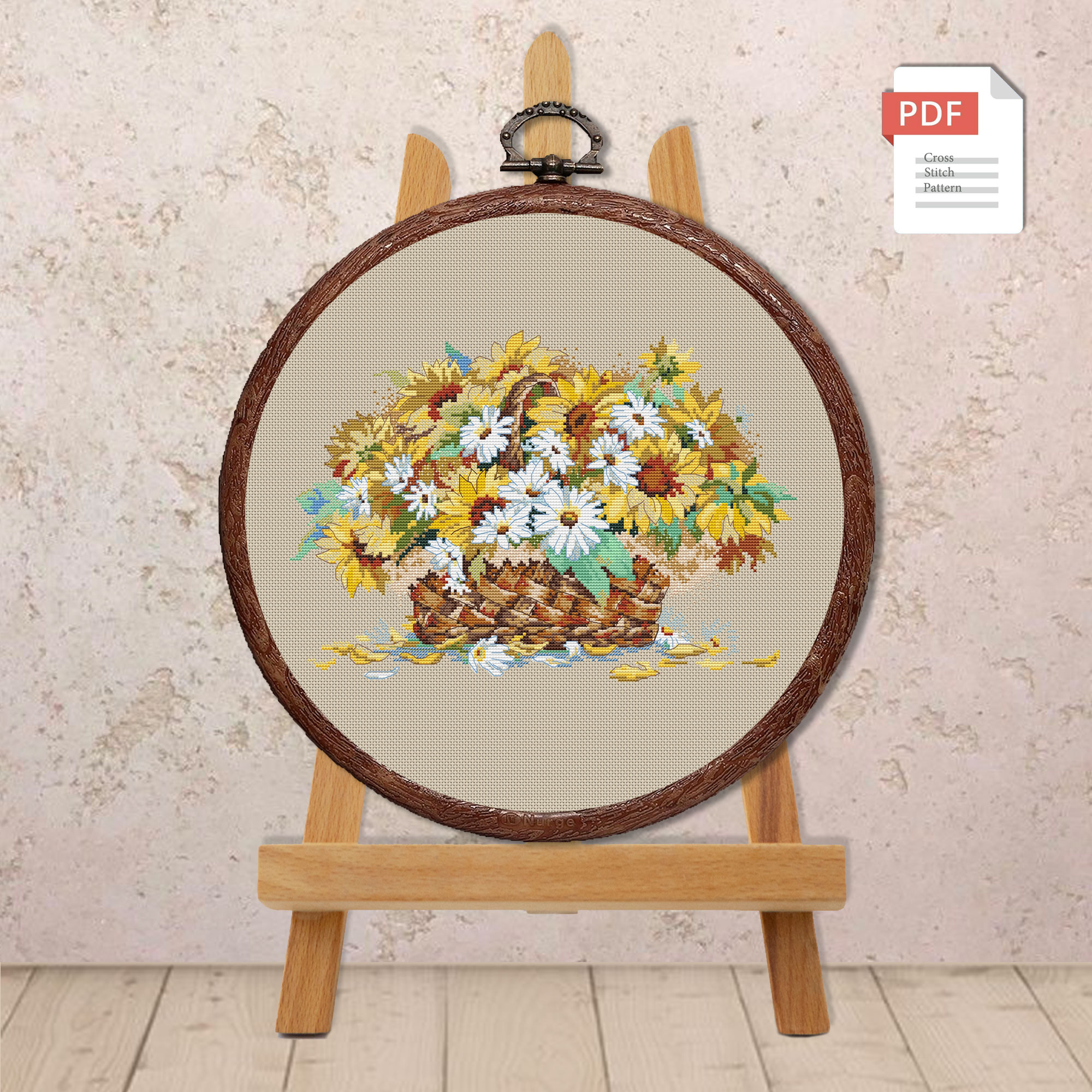 Flowers In A Basket Cross Stitch Pattern #fl.004 - Image 2