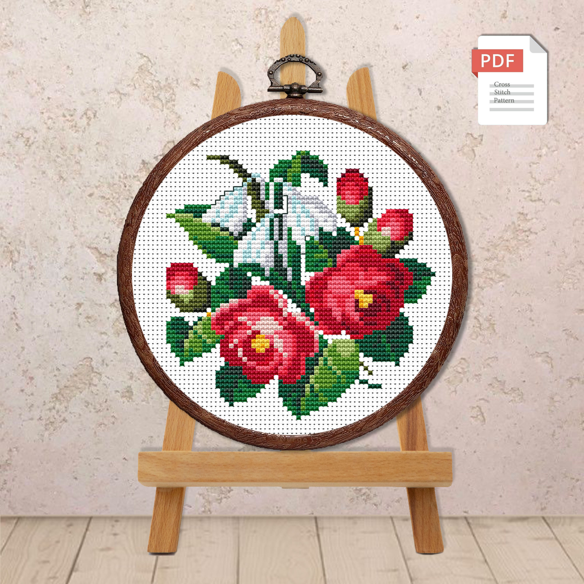 Roses and Snowdrops Cross Stitch Pattern #fl.014 - Image 2