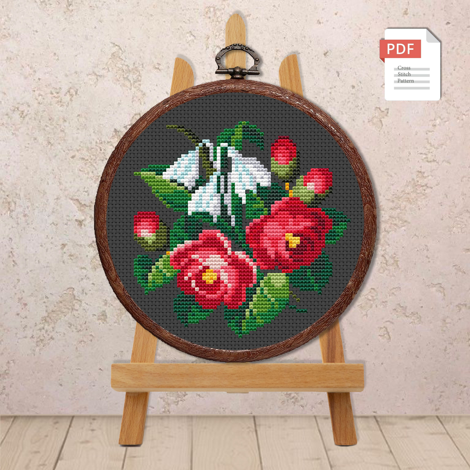 Roses and Snowdrops Cross Stitch Pattern #fl.014 - Image 3