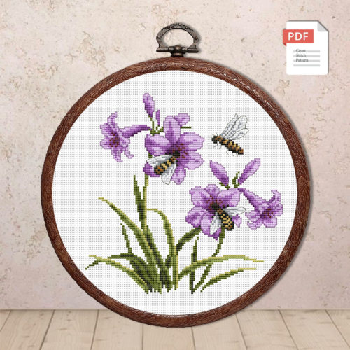Flowers and Bees Cross Stitch Pattern #fl.021