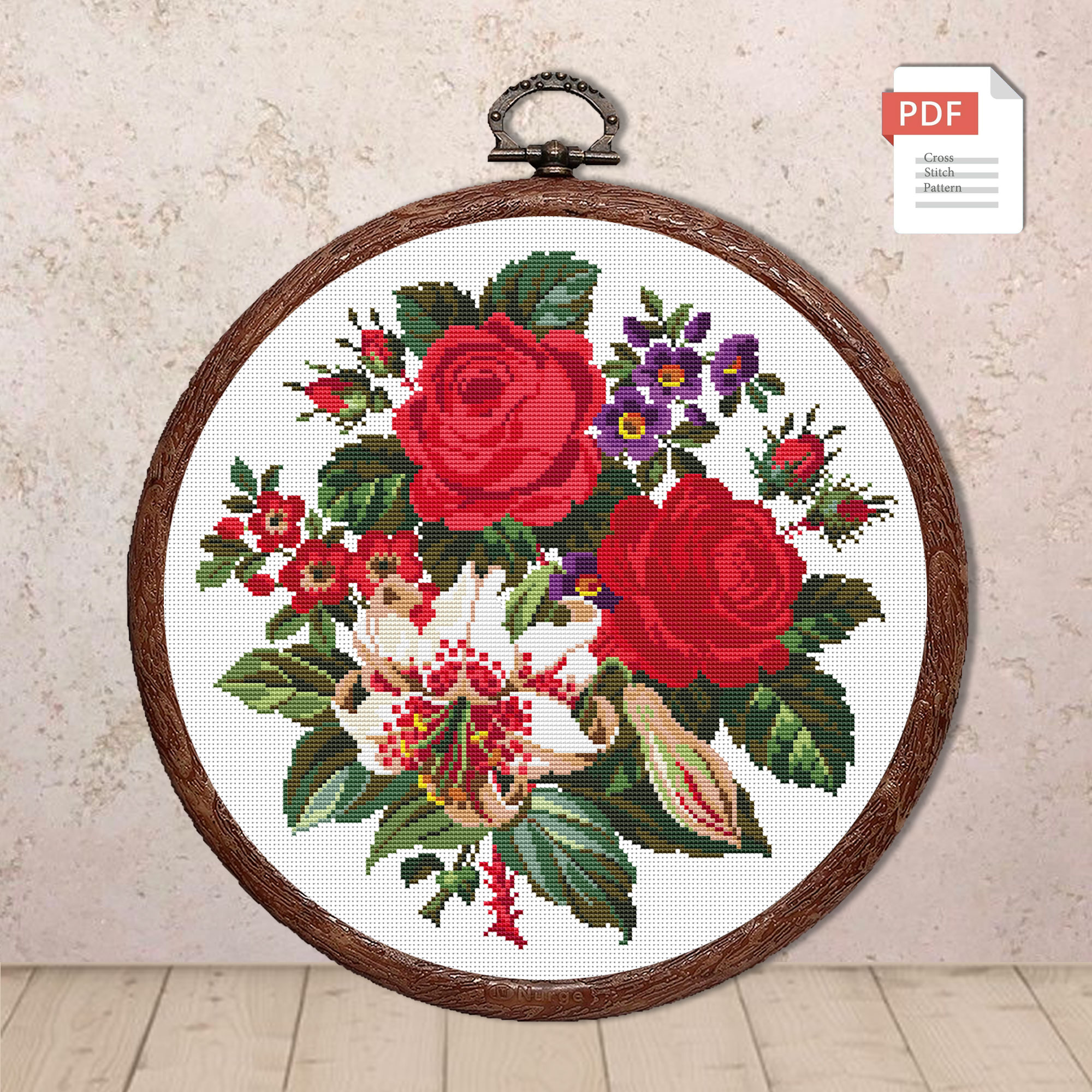 Lilies and Roses Cross Stitch Pattern #fl.031