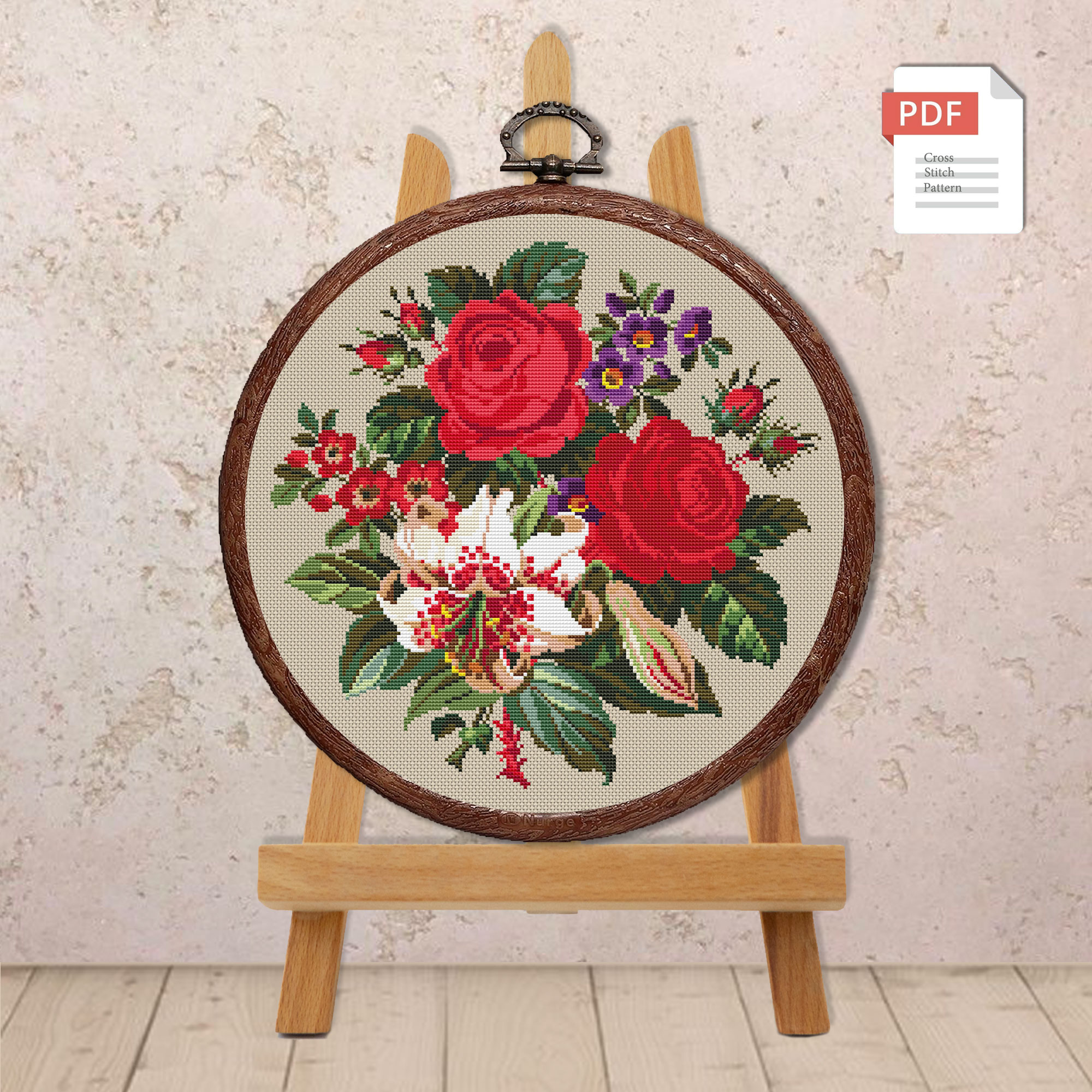 Lilies and Roses Cross Stitch Pattern #fl.031 - Image 2