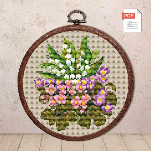 Violets and Lilies of the Valley Cross Stitch Pattern #fl.073