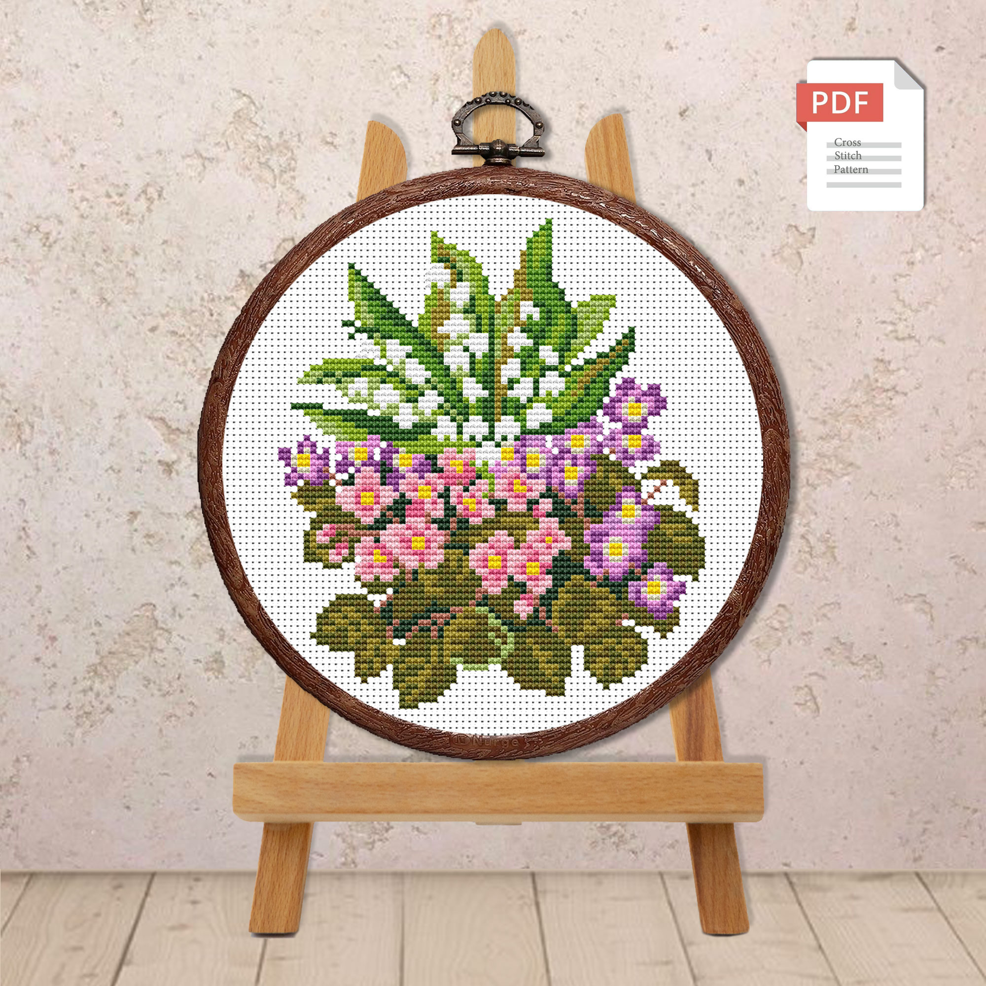 Violets and Lilies of the Valley Cross Stitch Pattern #fl.073 - Image 2