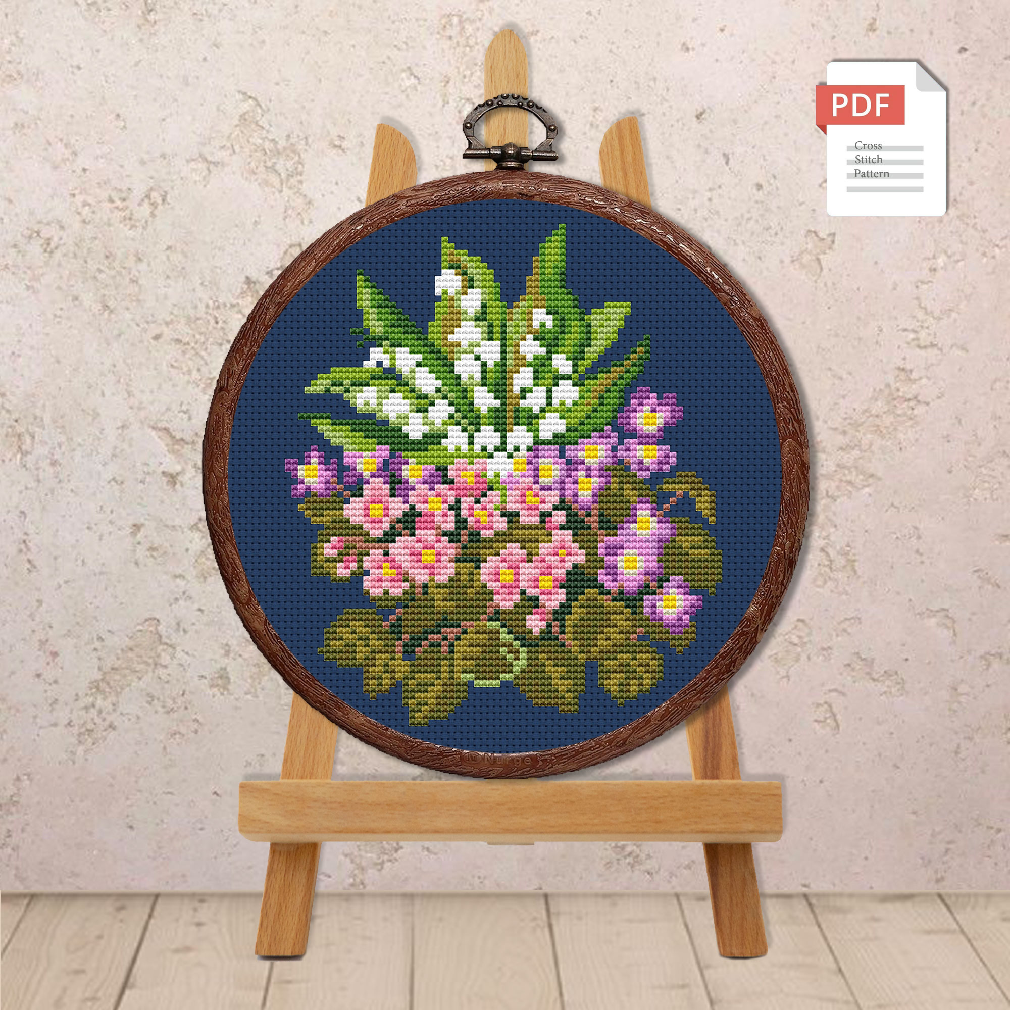 Violets and Lilies of the Valley Cross Stitch Pattern #fl.073 - Image 3