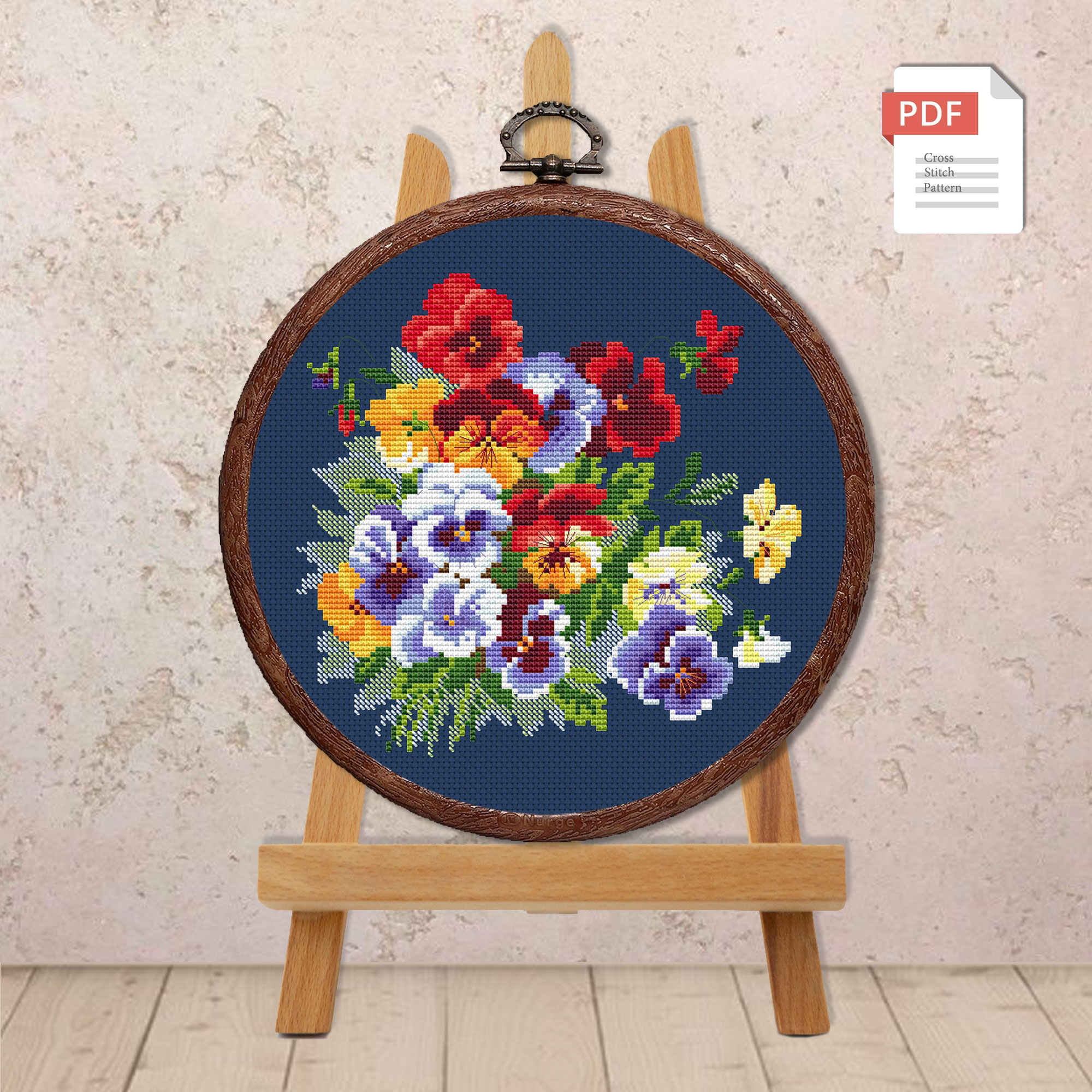 Pansy Cross Stitch Pattern #fl.082 - Image 3