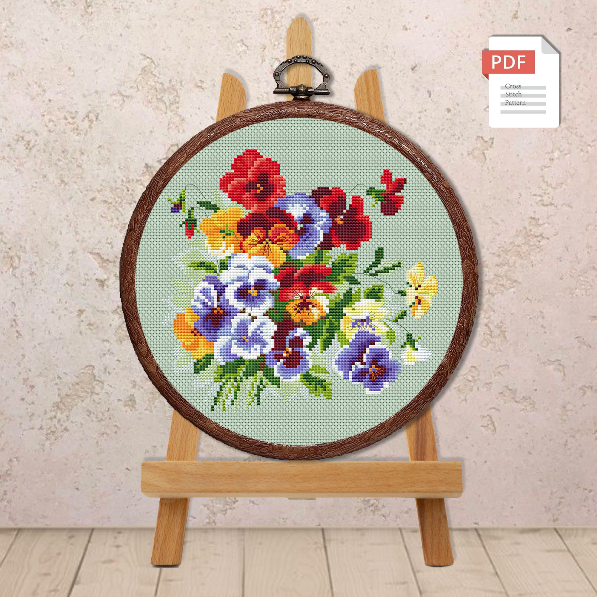 Pansy Cross Stitch Pattern #fl.082 - Image 2