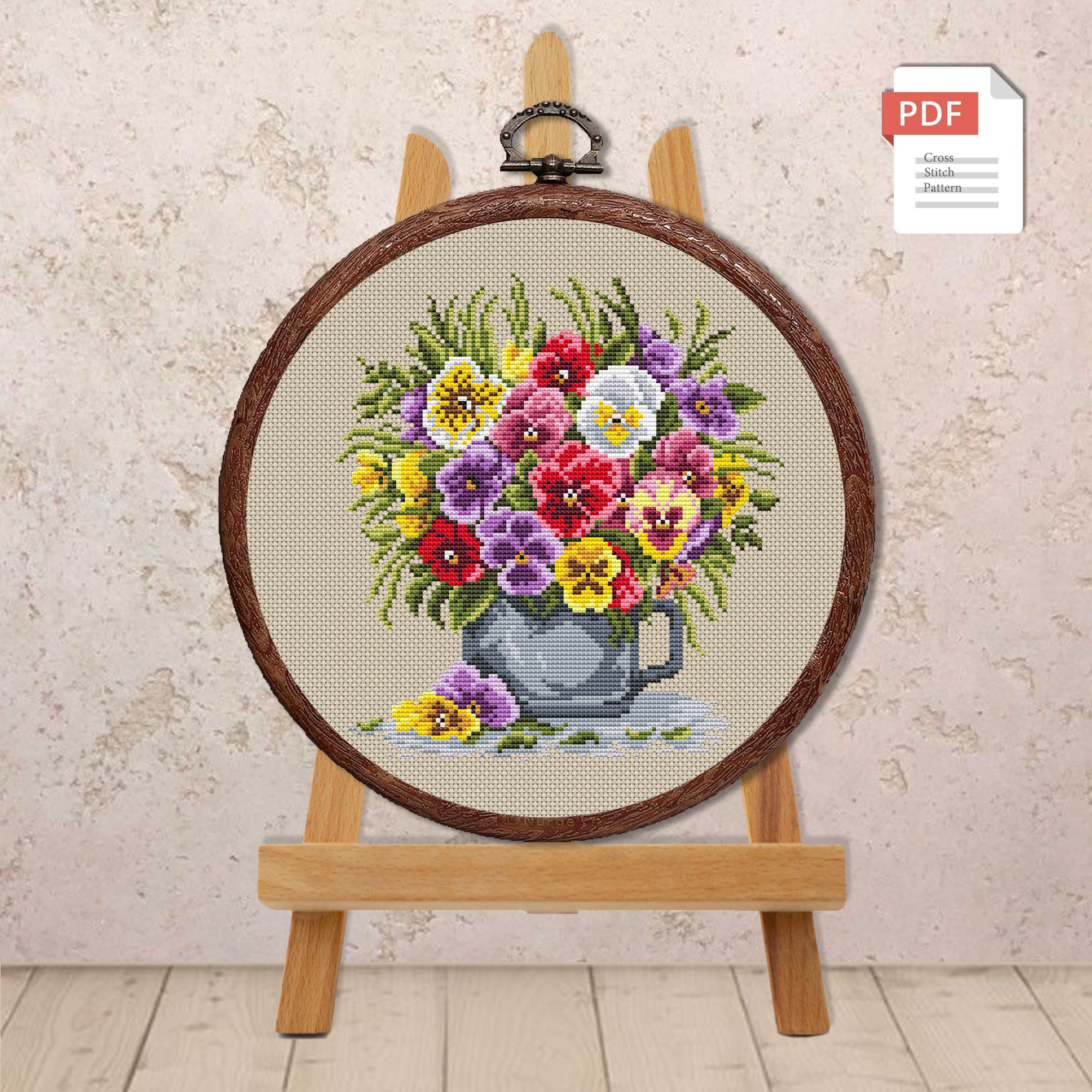 Vintage Pansy Cross Stitch Pattern #fl.086 - Image 2
