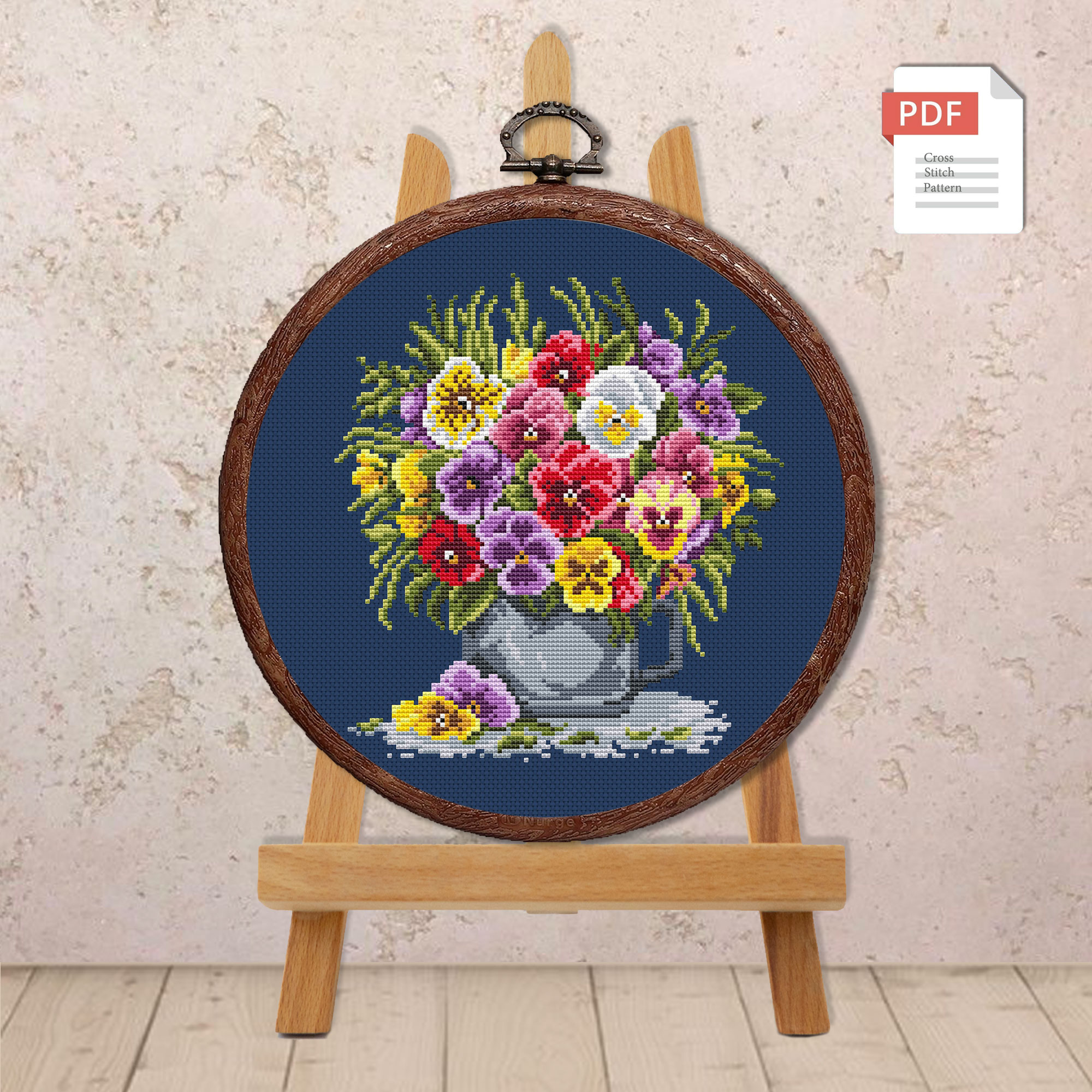 Vintage Pansy Cross Stitch Pattern #fl.086 - Image 3