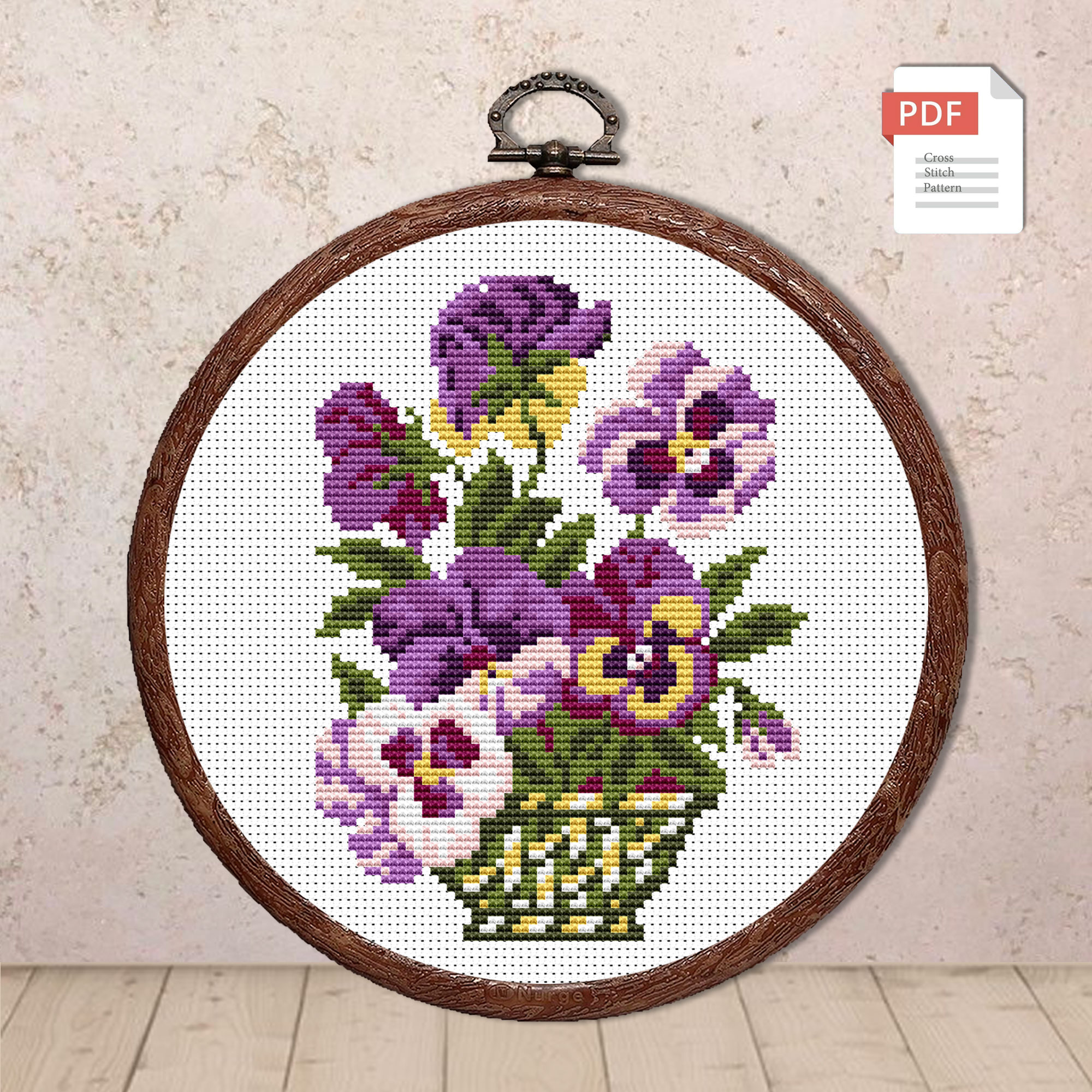 Vintage Pansy Cross Stitch Pattern #fl.087