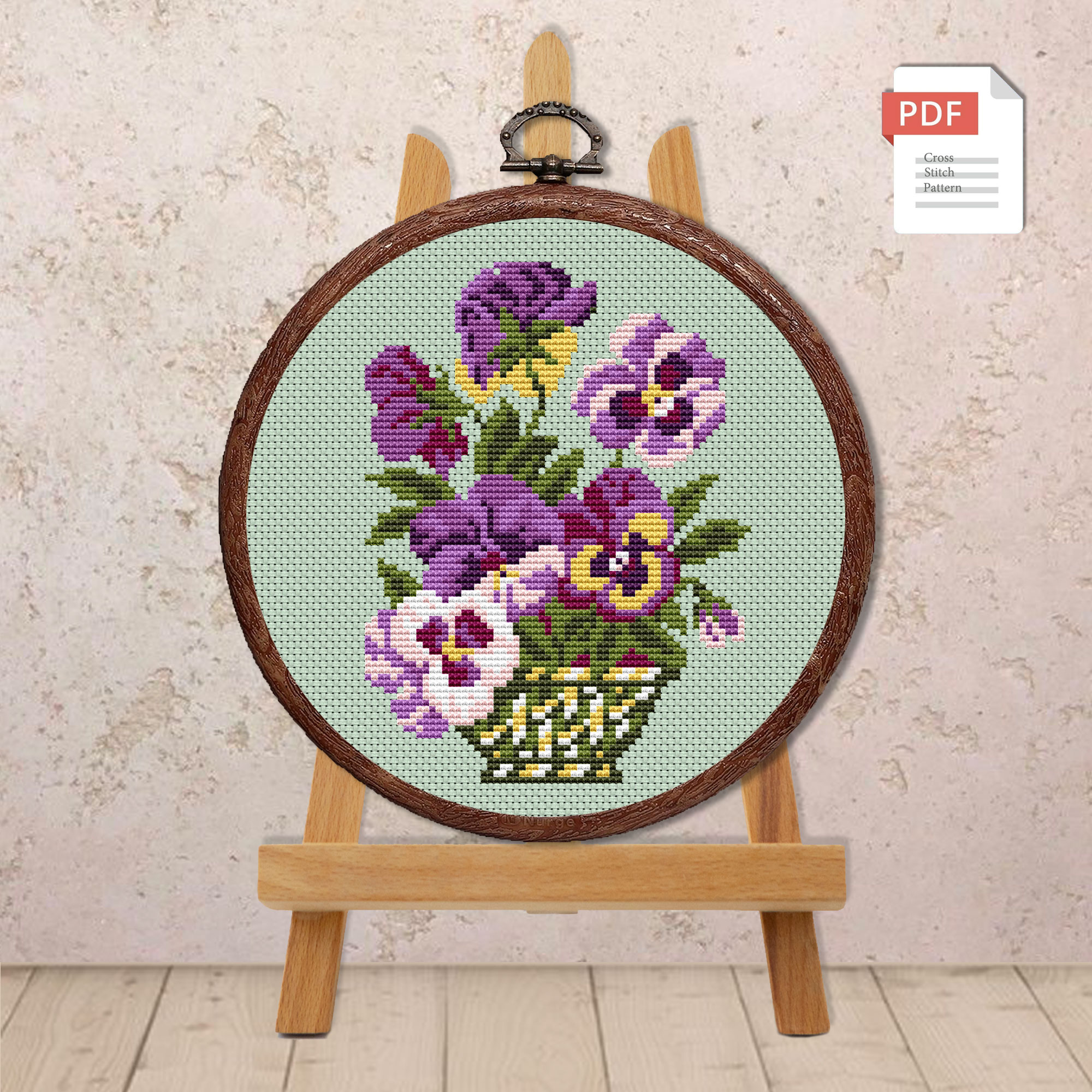 Vintage Pansy Cross Stitch Pattern #fl.087 - Image 3