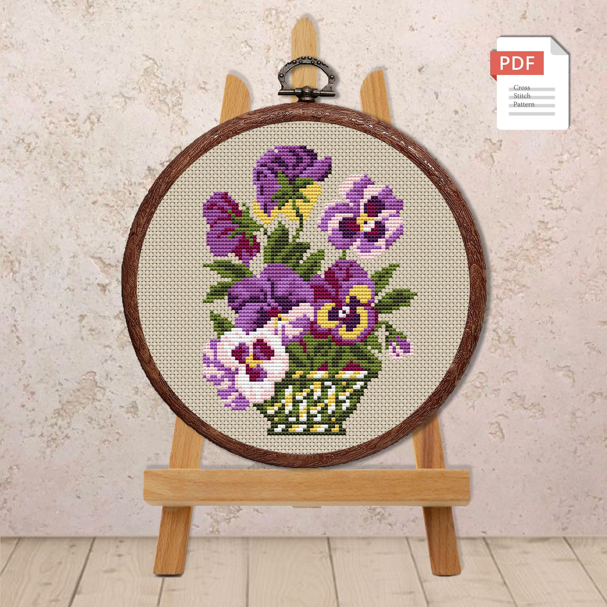Vintage Pansy Cross Stitch Pattern #fl.087 - Image 2