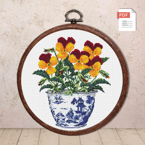 Vintage Pansy Cross Stitch Pattern #fl.088