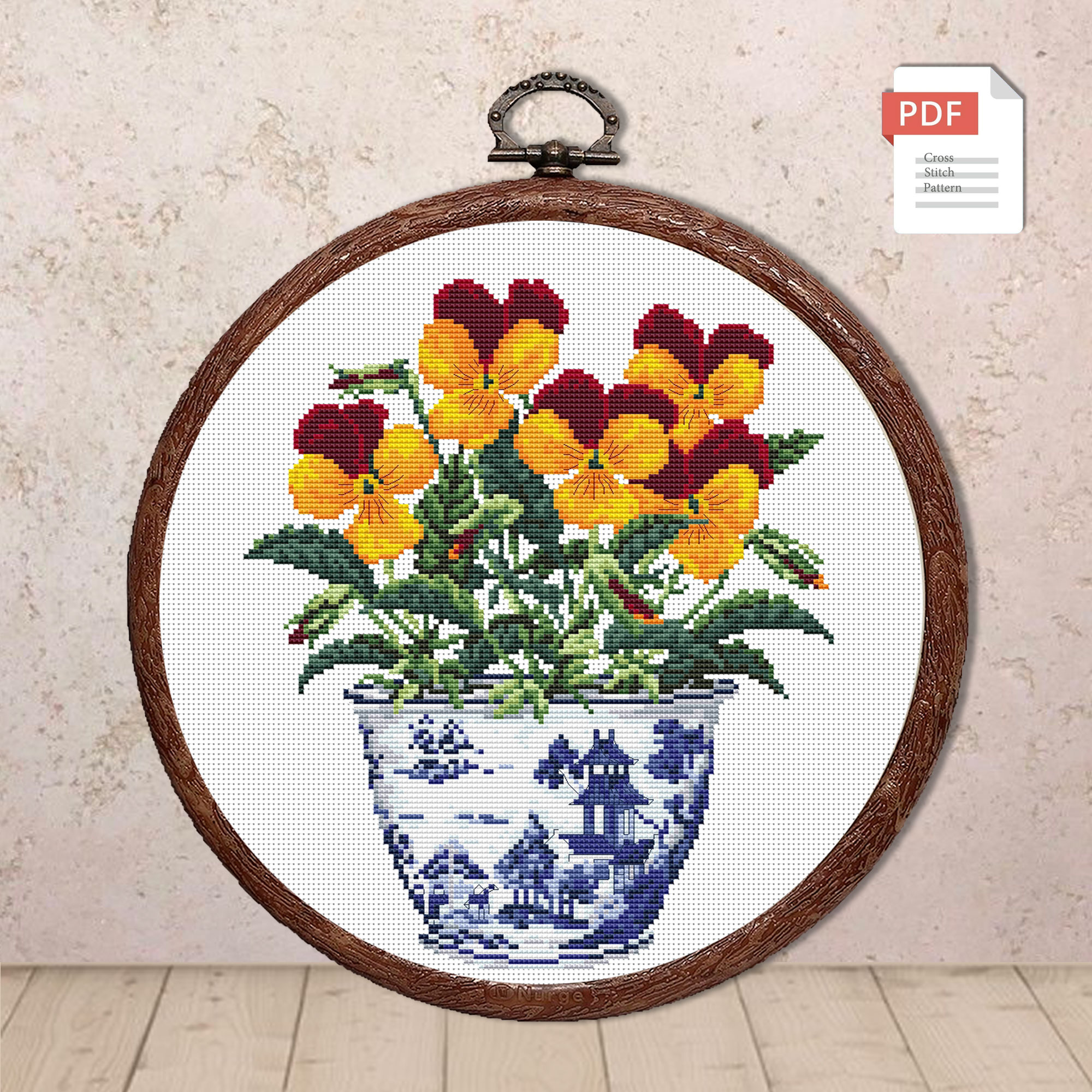 Vintage Pansy Cross Stitch Pattern #fl.088