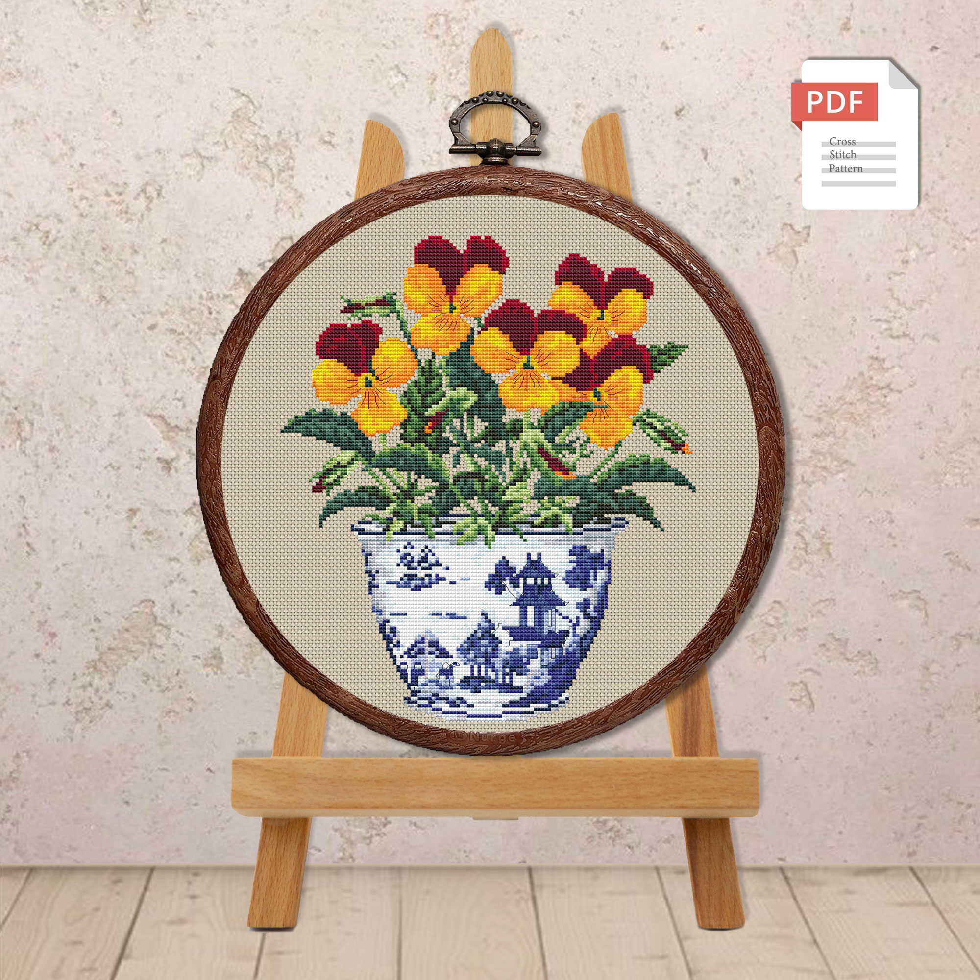 Vintage Pansy Cross Stitch Pattern #fl.088 - Image 2