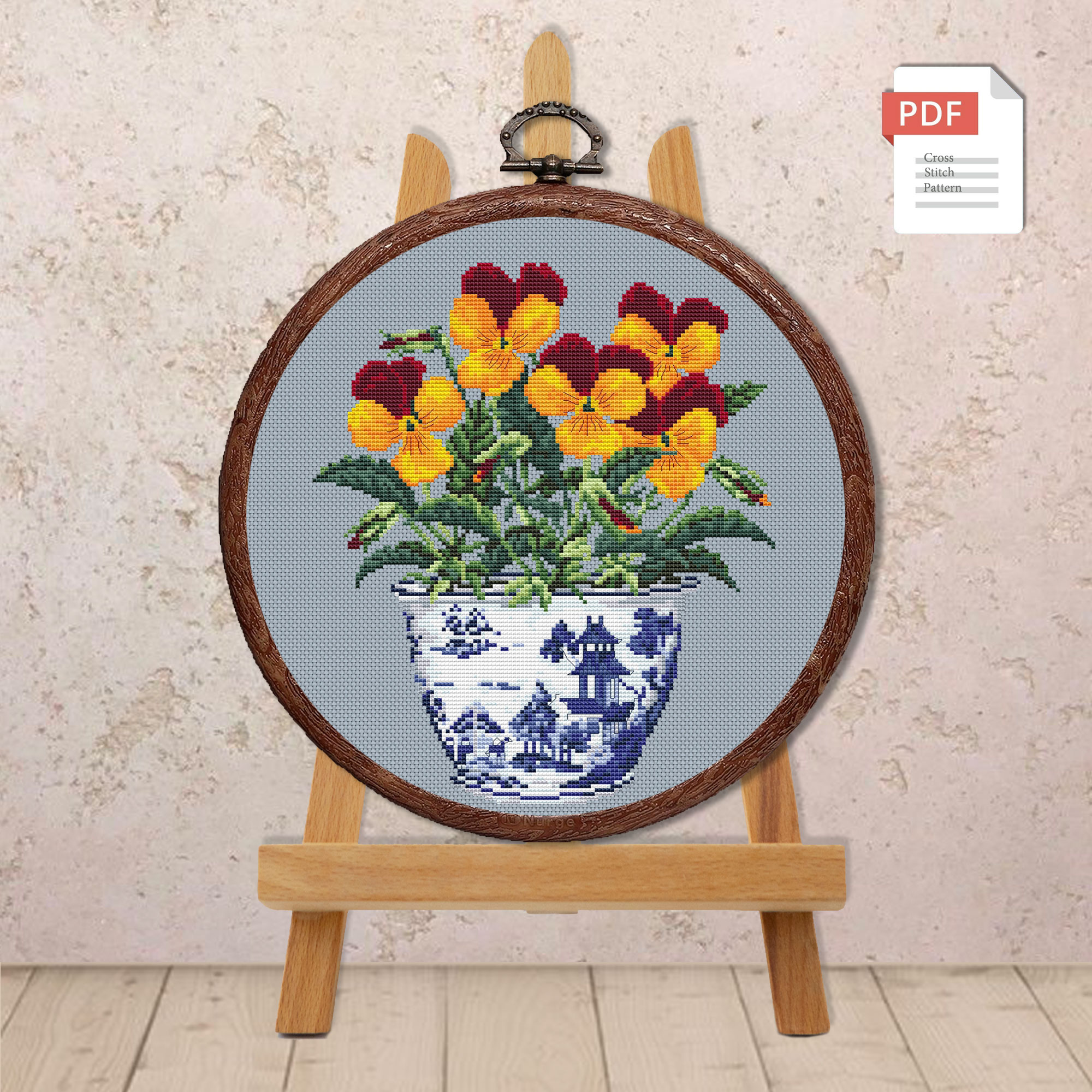 Vintage Pansy Cross Stitch Pattern #fl.088 - Image 3