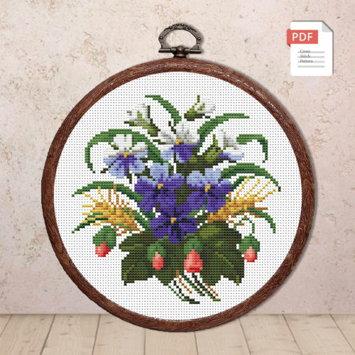 Vintage Bouquet Cross Stitch Pattern #fl.098