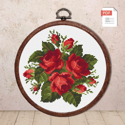 Vintage Roses Cross Stitch Pattern #fl.102