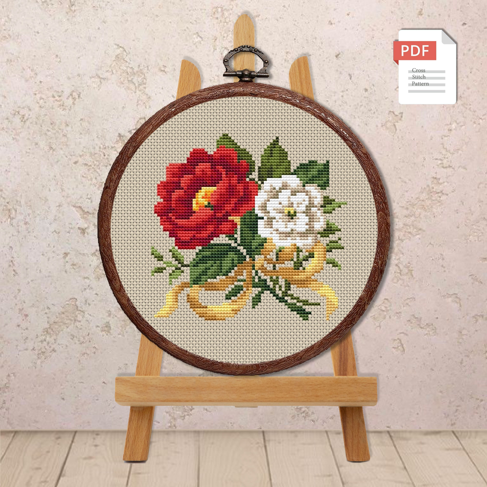 Vintage Roses Cross Stitch Pattern #fl.103 - Image 2