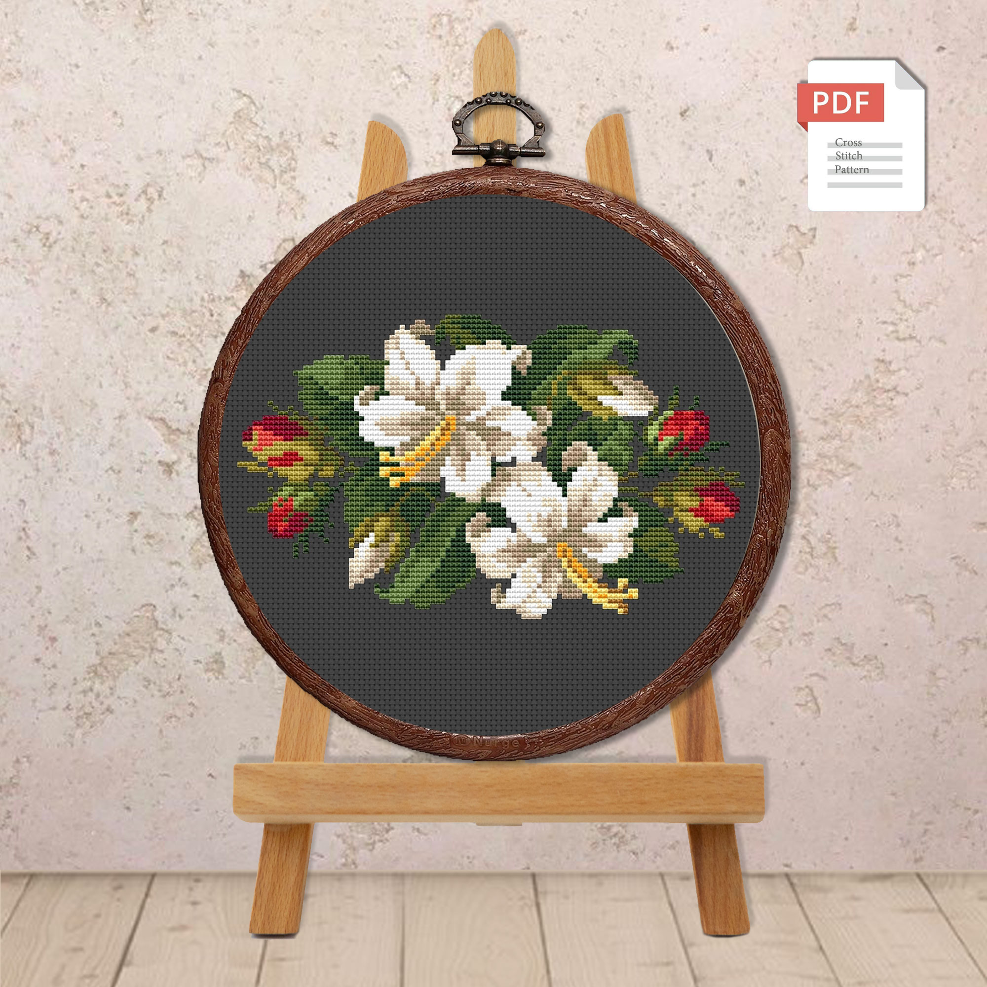 Vintage Lilies and Roses Cross Stitch Pattern #fl.104 - Image 3