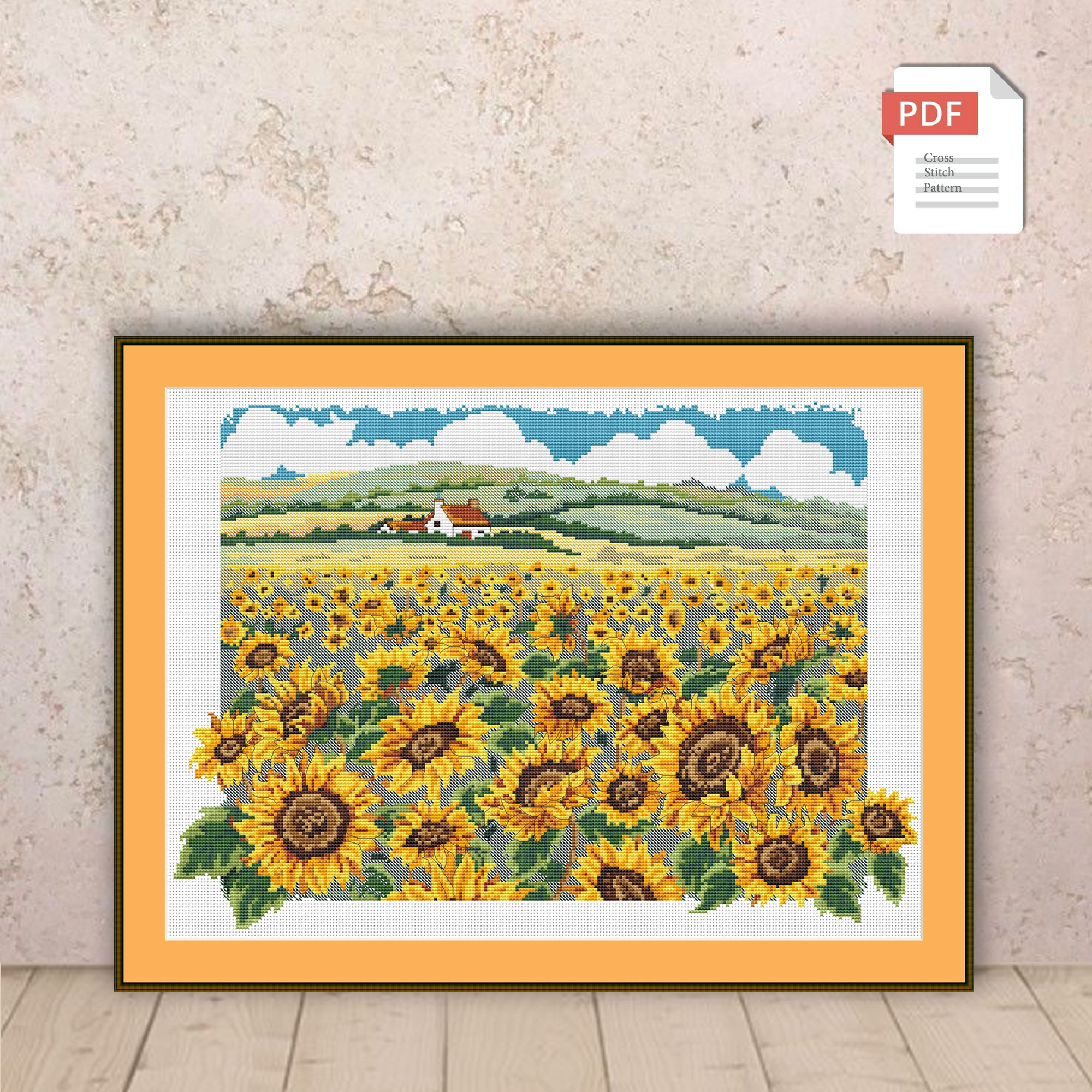 Sunflowers Field Cross Stitch Pattern #fl.139