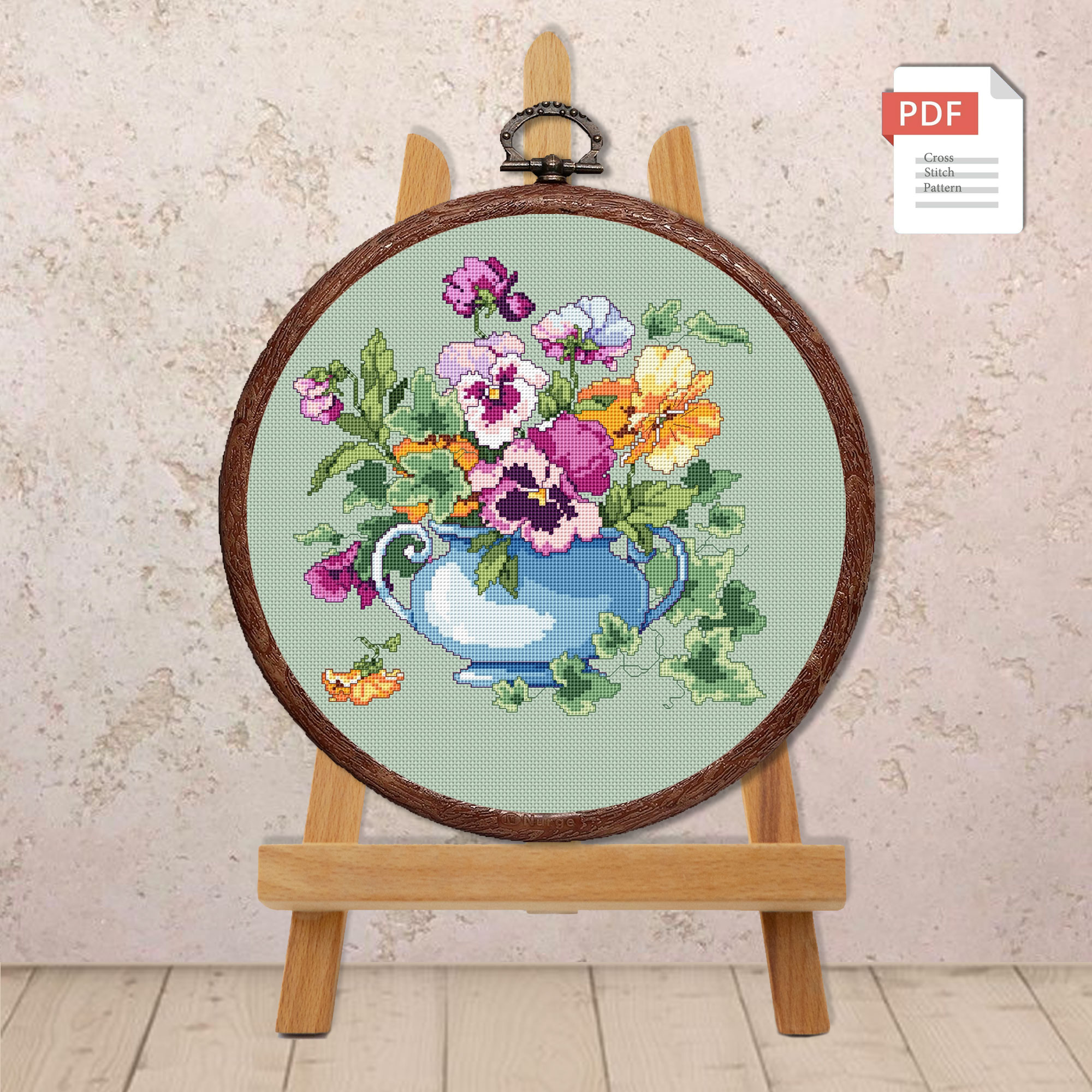Vintage Pansy Cross Stitch Pattern #fl.160 - Image 3