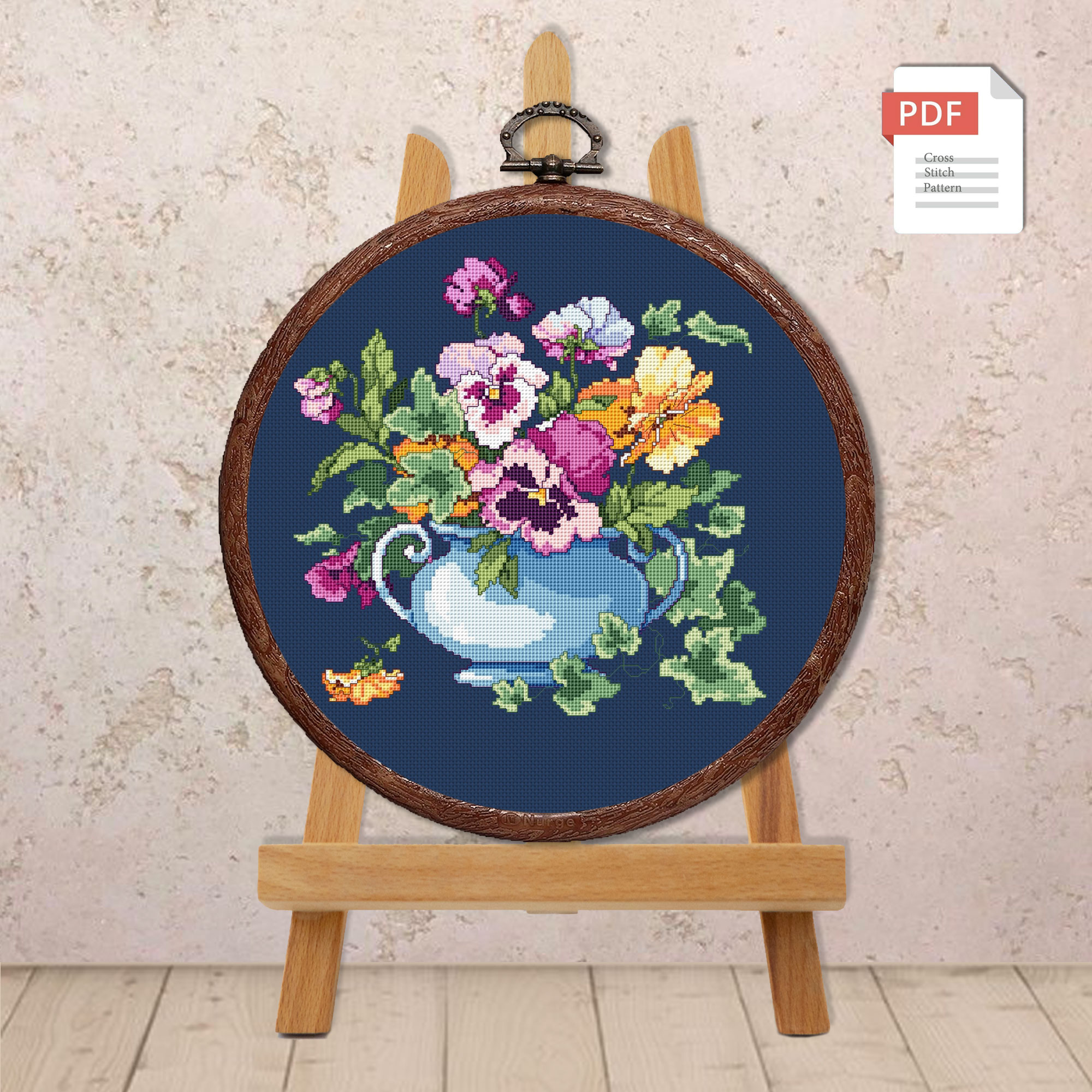 Vintage Pansy Cross Stitch Pattern #fl.160 - Image 4