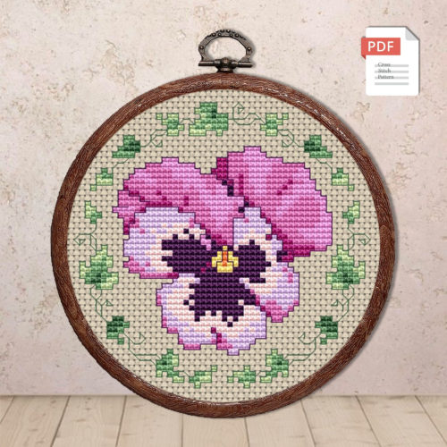 Vintage Pansy Cross Stitch Pattern #fl.162
